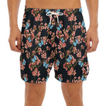 Blossom Flower Butterfly Print Men's Split Running Shorts