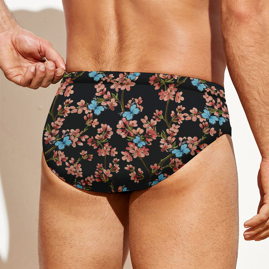 Blossom Flower Butterfly Print Men's Swim Briefs