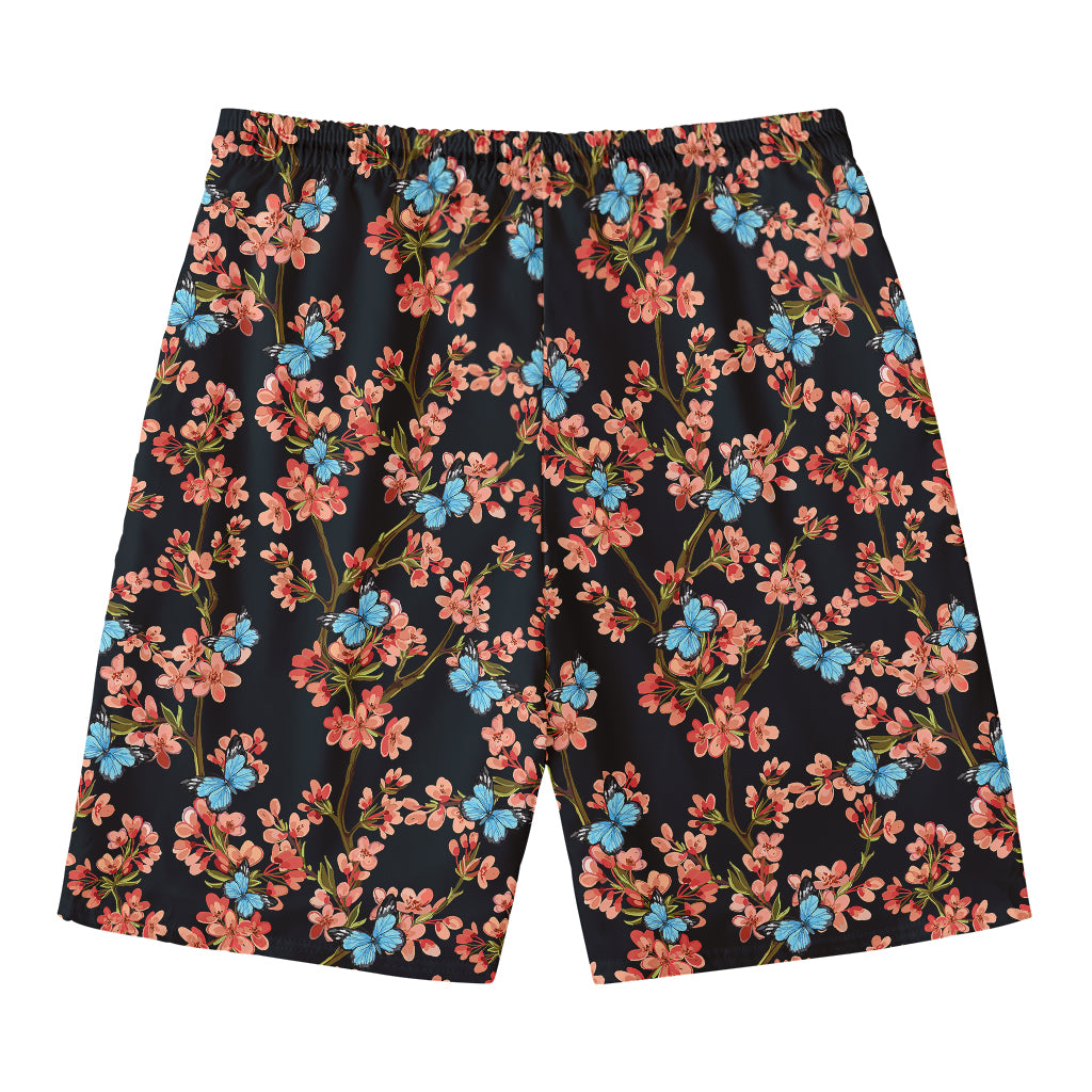 Blossom Flower Butterfly Print Men's Swim Trunks