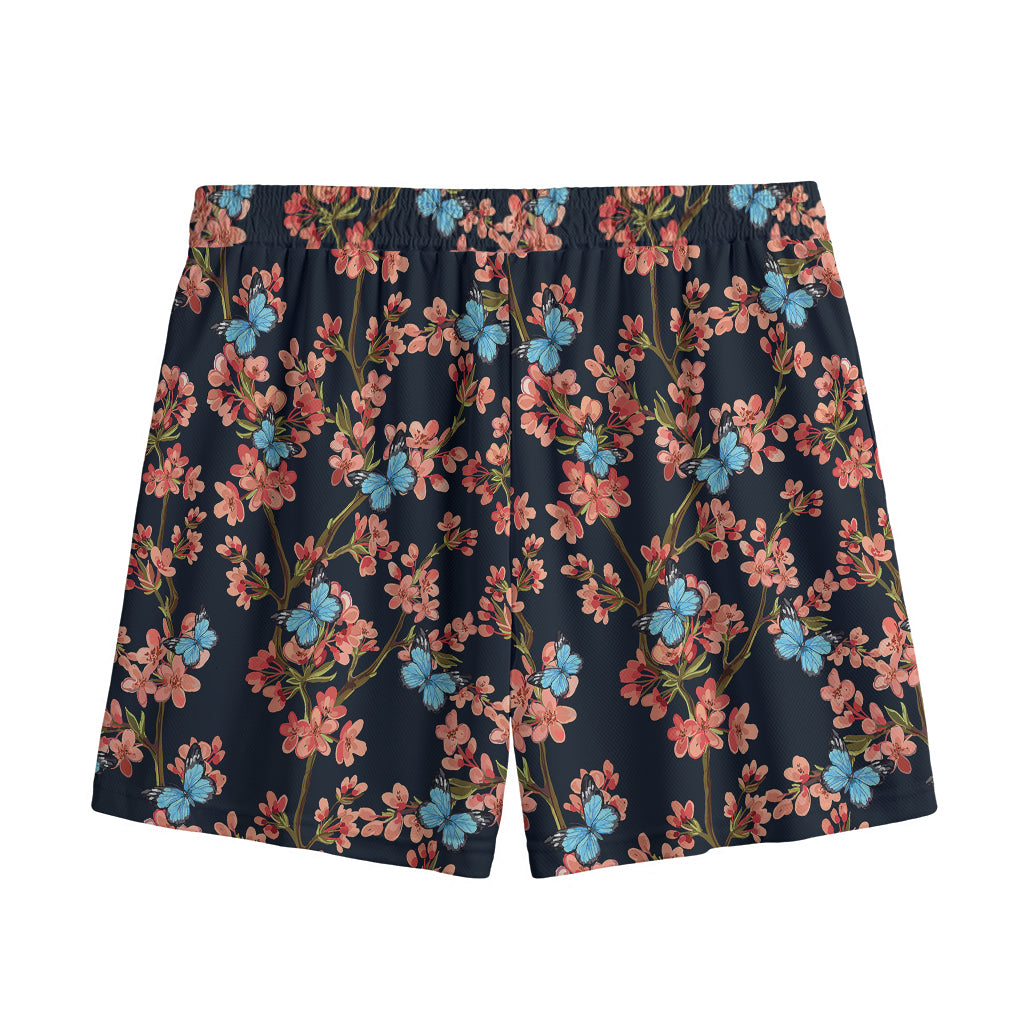 Blossom Flower Butterfly Print Mesh Shorts