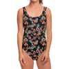 Blossom Flower Butterfly Print One Piece Swimsuit