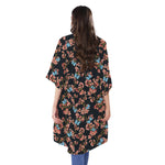 Blossom Flower Butterfly Print Open Front Beach Cover Up