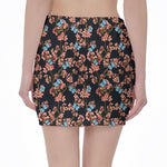 Blossom Flower Butterfly Print Pencil Mini Skirt
