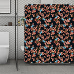 Blossom Flower Butterfly Print Polyester Shower Curtain