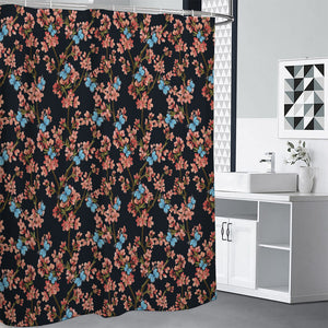 Blossom Flower Butterfly Print Premium Shower Curtain