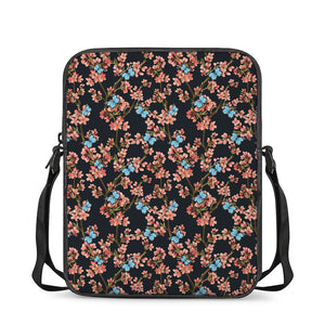 Blossom Flower Butterfly Print Rectangular Crossbody Bag