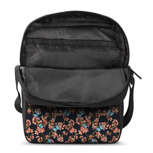 Blossom Flower Butterfly Print Rectangular Crossbody Bag