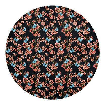 Blossom Flower Butterfly Print Round Blanket