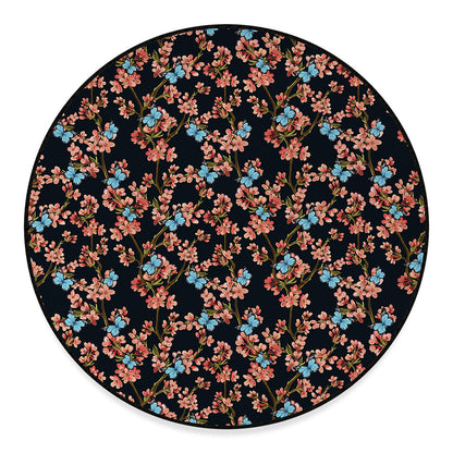 Blossom Flower Butterfly Print Round Floor Mat