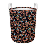 Blossom Flower Butterfly Print Round Laundry Basket