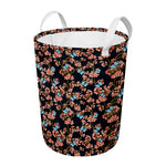 Blossom Flower Butterfly Print Round Laundry Basket