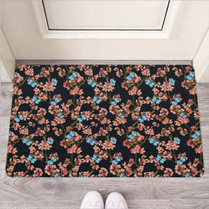 Blossom Flower Butterfly Print Rubber Doormat