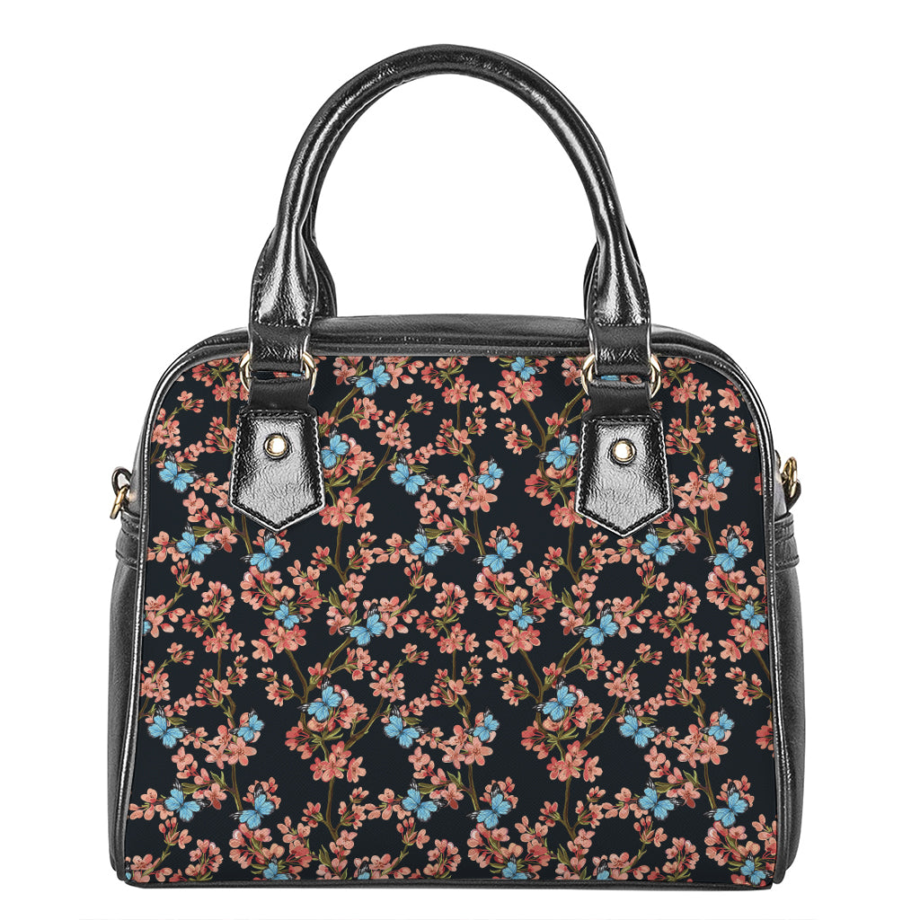 Blossom Flower Butterfly Print Shoulder Handbag