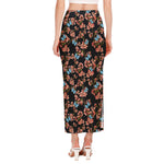 Blossom Flower Butterfly Print Side Slit Maxi Skirt