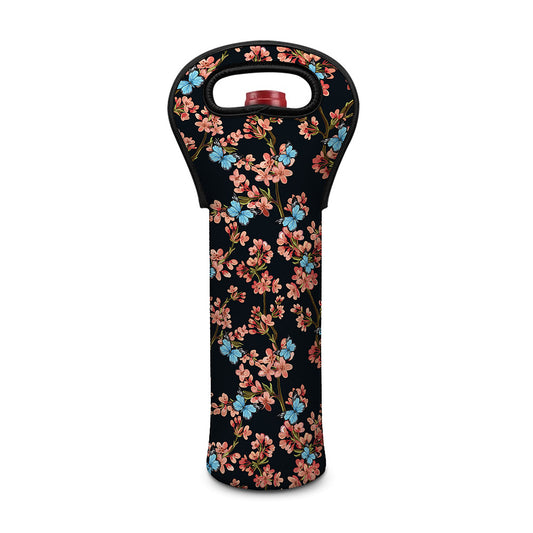Blossom Flower Butterfly Print Single Neoprene Wine Tote