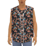 Blossom Flower Butterfly Print Sleeveless Baseball Jersey