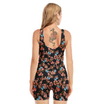 Blossom Flower Butterfly Print Sleeveless One Piece Swimsuit