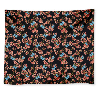 Blossom Flower Butterfly Print Tapestry