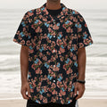 Blossom Flower Butterfly Print Textured Short Sleeve Shirt