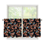 Blossom Flower Butterfly Print Tier Curtains