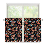 Blossom Flower Butterfly Print Tier Curtains
