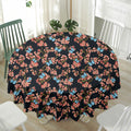 Blossom Flower Butterfly Print Waterproof Round Tablecloth