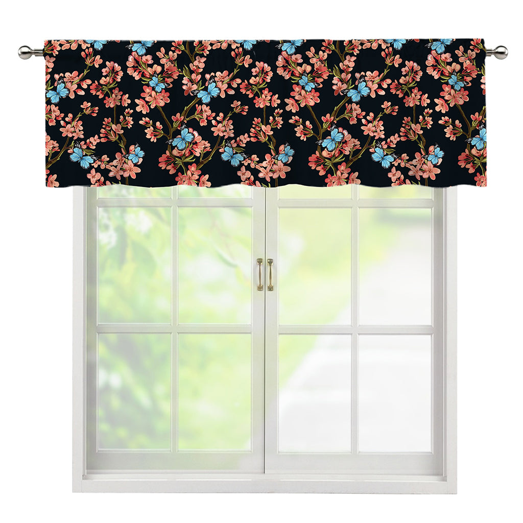 Blossom Flower Butterfly Print Window Valance