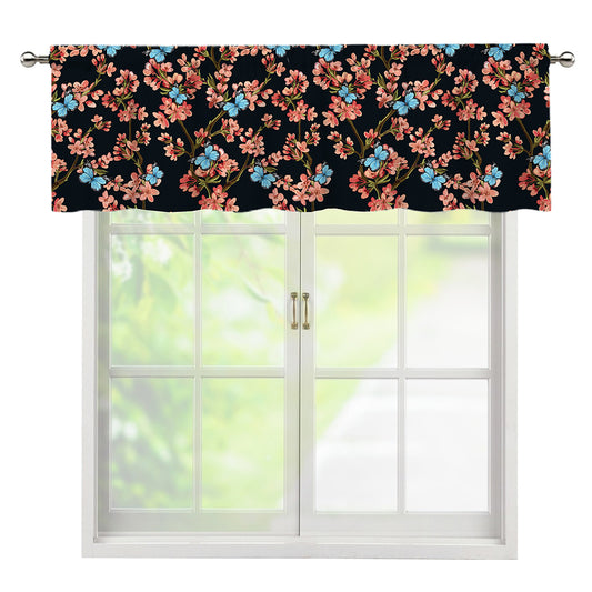 Blossom Flower Butterfly Print Window Valance