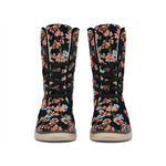 Blossom Flower Butterfly Print Winter Boots