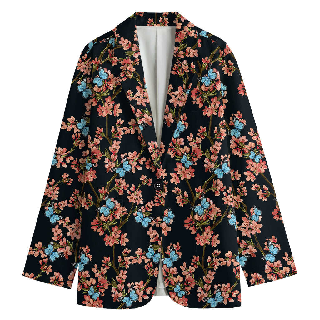 Blossom Flower Butterfly Print Women's Blazer