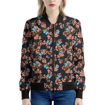 Blossom Flower Butterfly Print Women's Bomber Jacket