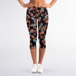 Blossom Flower Butterfly Print Women's Capri Leggings