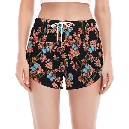 Blossom Flower Butterfly Print Women's Split Running Shorts