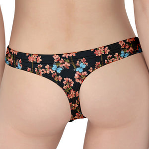 Blossom Flower Butterfly Print Women's Thong