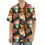 Blossom Flowers Skull Pattern Print Aloha Shirt