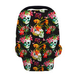 Blossom Flowers Skull Pattern Print Baby Seat Cover