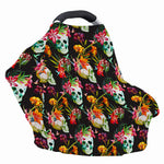 Blossom Flowers Skull Pattern Print Baby Seat Cover