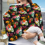 Blossom Flowers Skull Pattern Print Baby Seat Cover