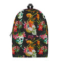 Blossom Flowers Skull Pattern Print School Backpack