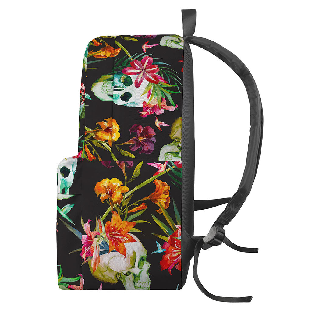 Blossom Flowers Skull Pattern Print Backpack