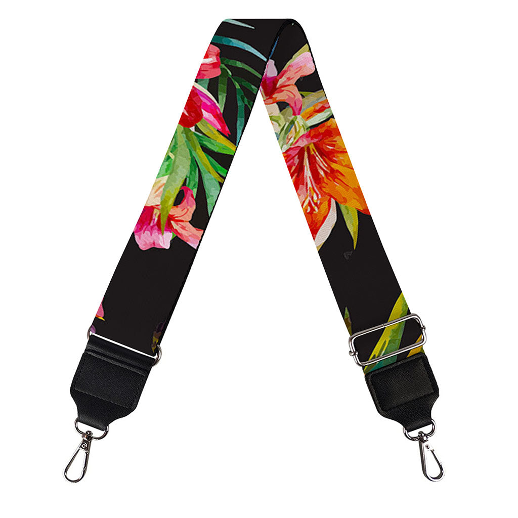 Blossom Flowers Skull Pattern Print Bag Strap