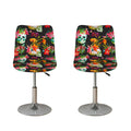 Blossom Flowers Skull Pattern Print Bar Stool Covers