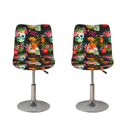 Blossom Flowers Skull Pattern Print Bar Stool Covers