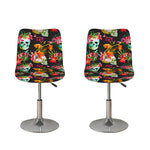 Blossom Flowers Skull Pattern Print Bar Stool Covers
