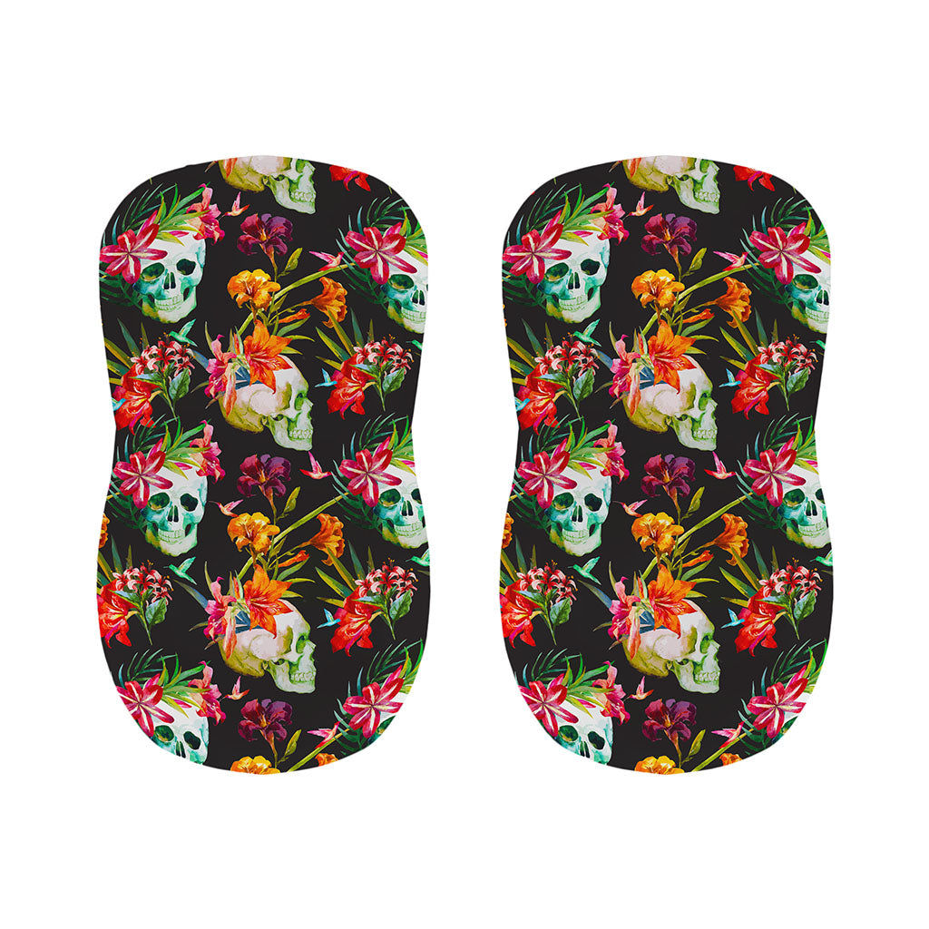 Blossom Flowers Skull Pattern Print Bar Stool Covers