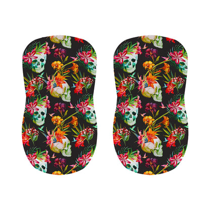 Blossom Flowers Skull Pattern Print Bar Stool Covers