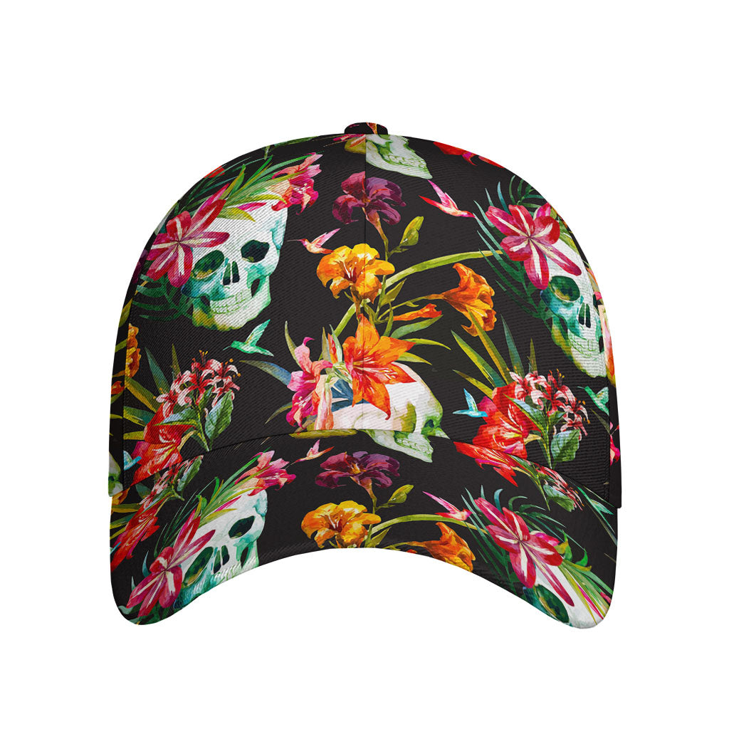 Blossom Flowers Skull Pattern Print Baseball Cap