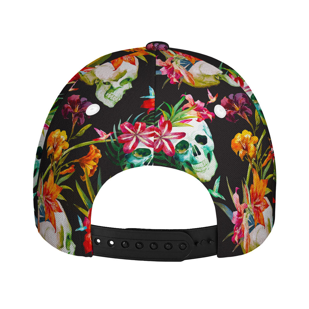 Blossom Flowers Skull Pattern Print Baseball Cap