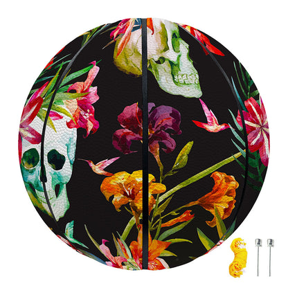 Blossom Flowers Skull Pattern Print Basketball