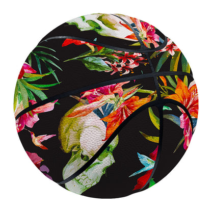Blossom Flowers Skull Pattern Print Basketball